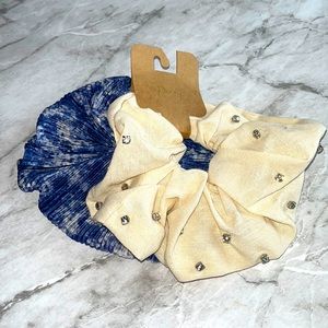 NEW Berry oversized scrunchy hair tie set of 2 crystal glitter